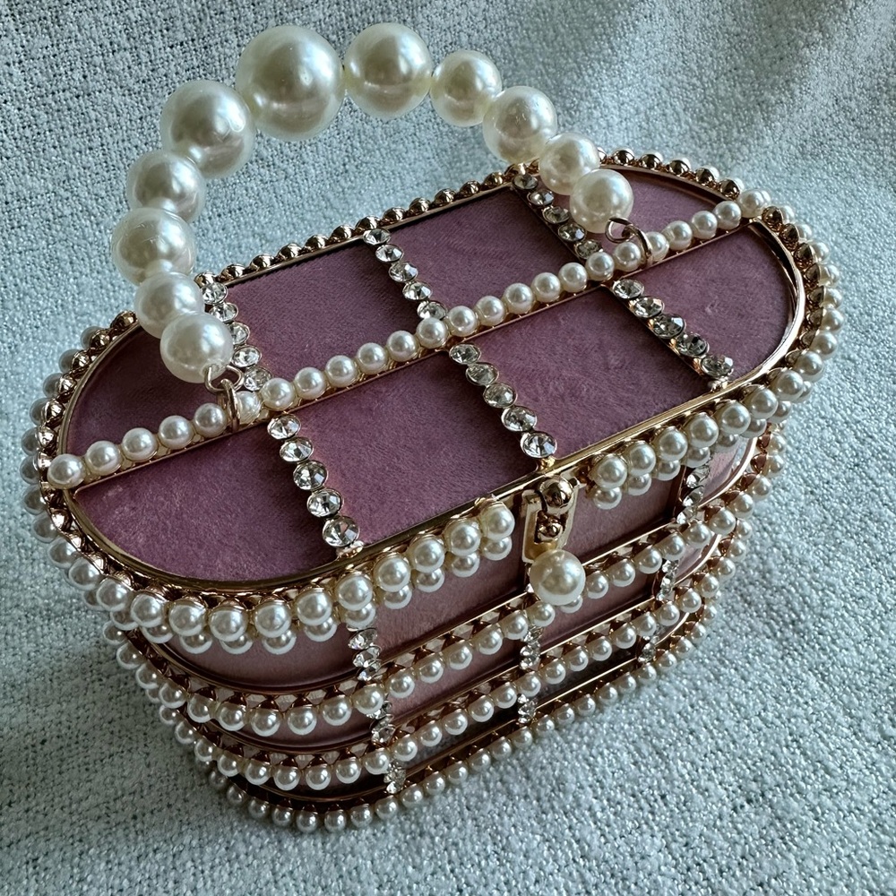 Amazon Pink Pearl-Embellished Mini Bag